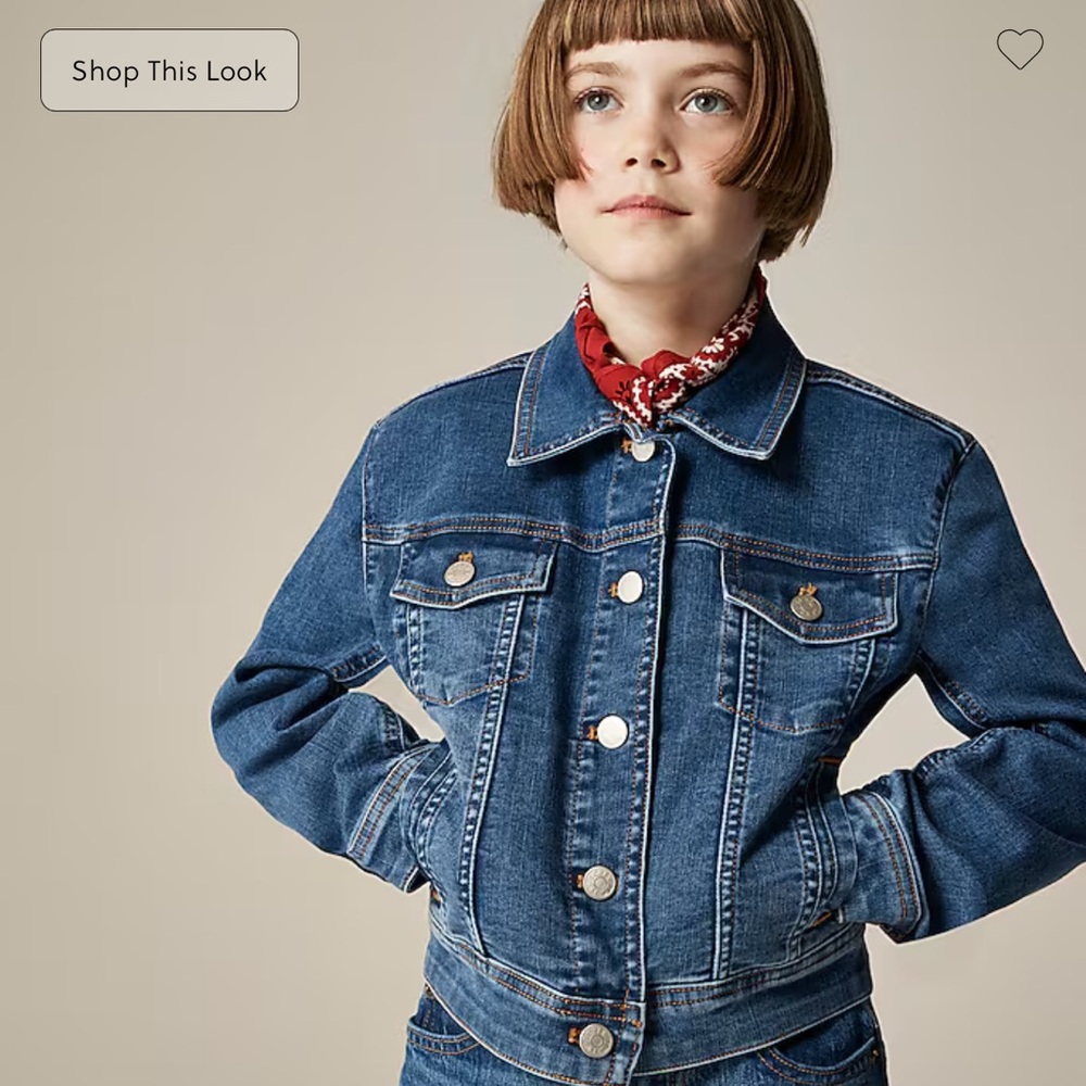 Crewcuts Classic Blue Jean Jacket , Girls' cropped denim trucker jacket